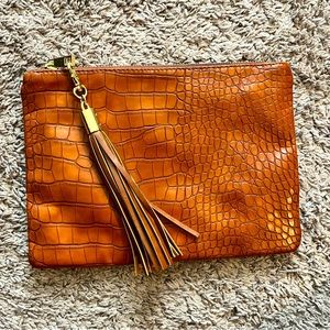 Faux leather snakeskin clutch